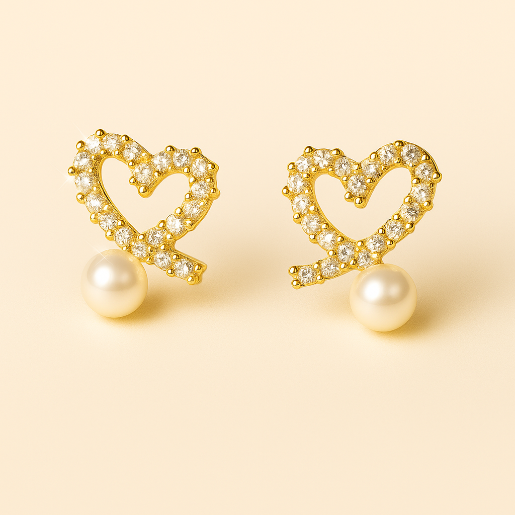 PEARL Herz Ohrringe mit Zirkon