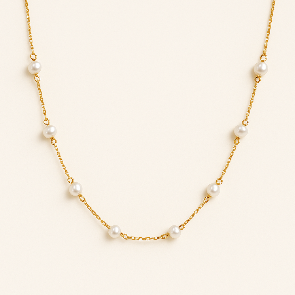 LANEY Gold Pearl Necklace 
