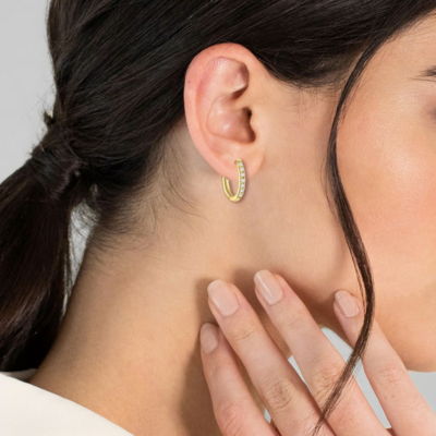ISA Gold Earrings with Zircon